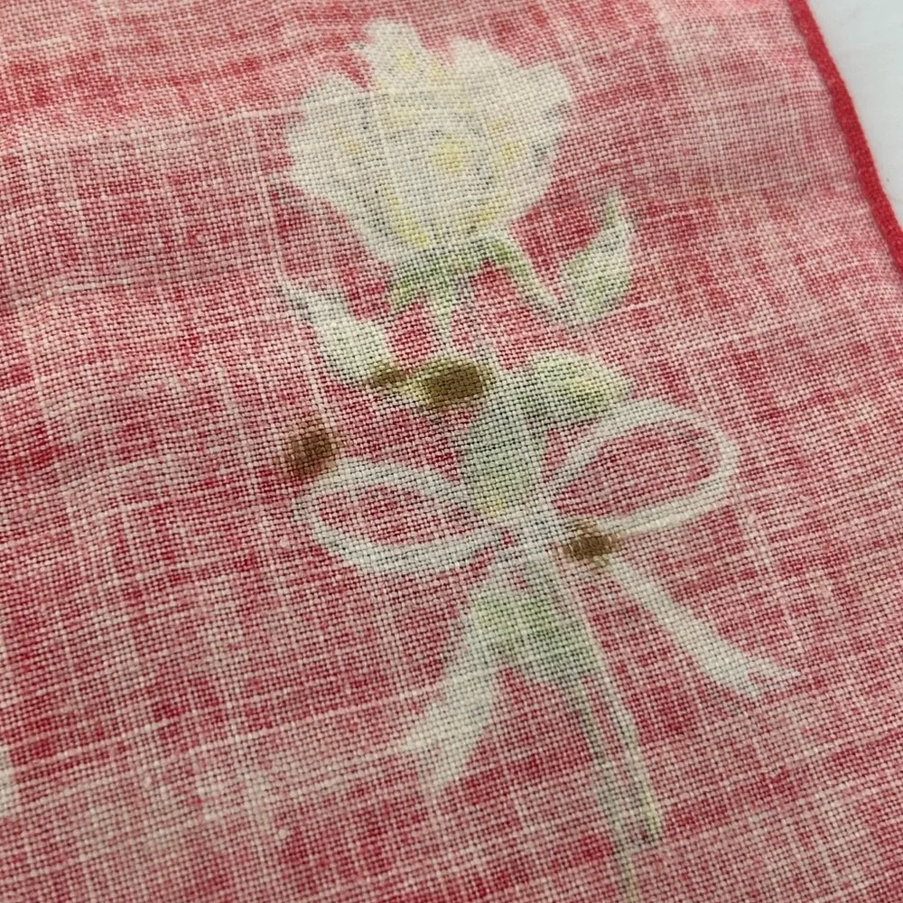 VINTAGE Linen Rose Kitchen Cloth TEA TOWEL